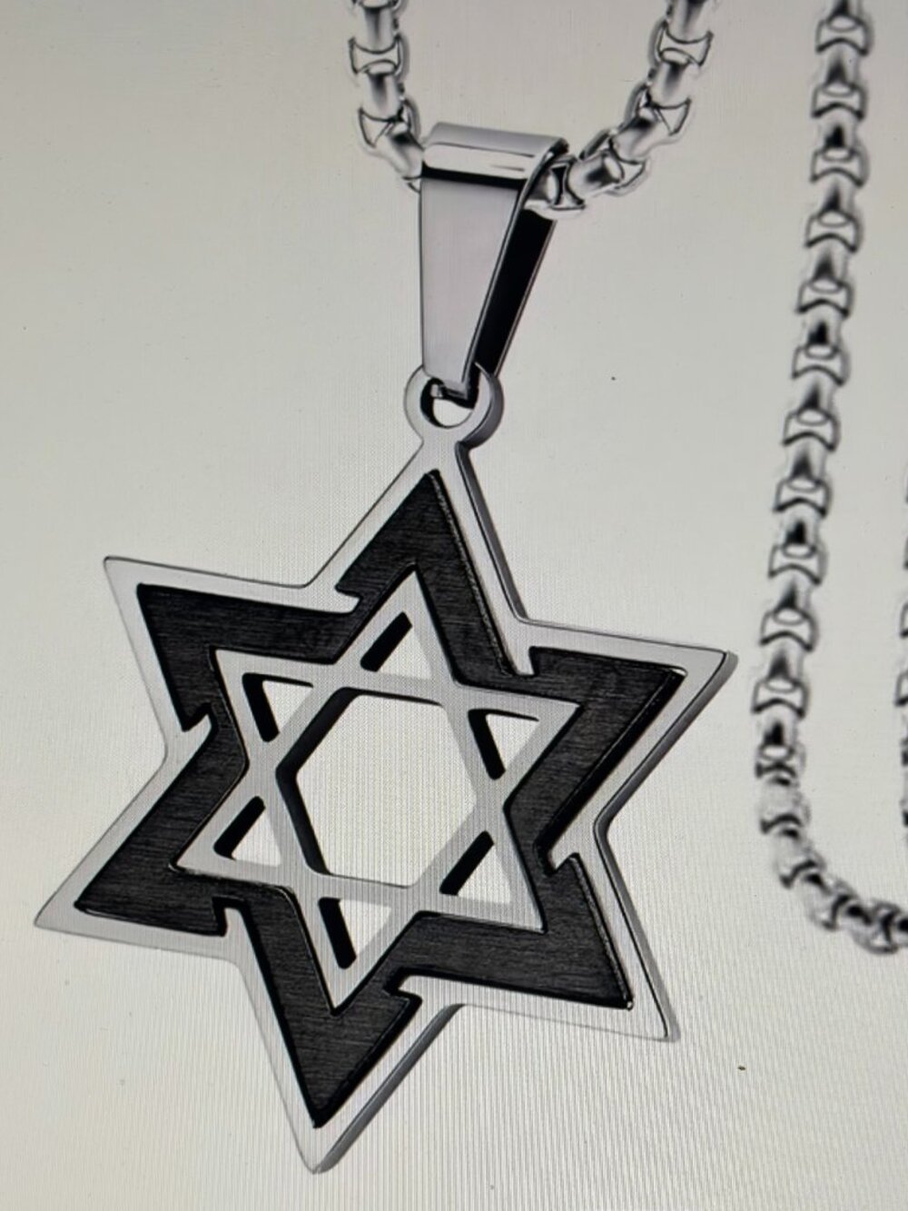 NIB! Star of David Pendant Necklace Hypoallergenic 304 Stainless Steel ~ 24"